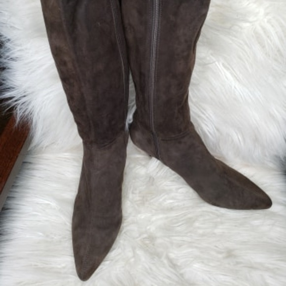 Auth PRADA Brown Suede Knee High Boots, Size 7 - Picture 3 of 6